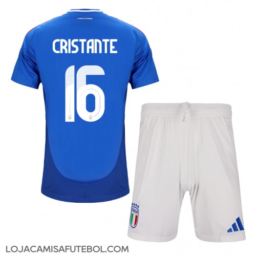 Camisa de Futebol Itália Bryan Cristante #16 Equipamento Principal Infantil Europeu 2024 Manga Curta (+ Calças curtas)